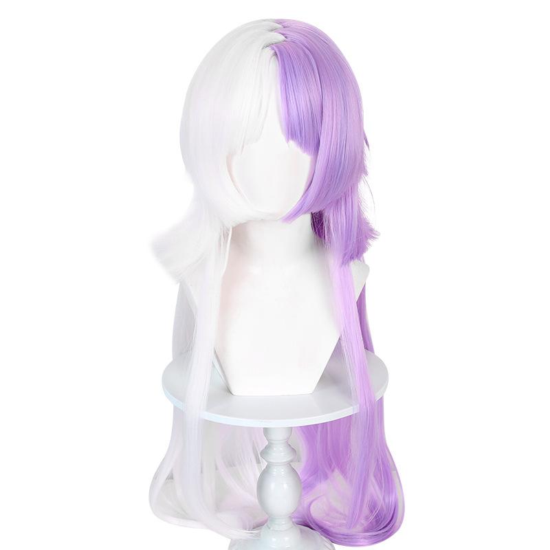 Zweifarbige weiße und lila Langhaar-Cosplay-Anime-Perücke One size fits all adults weiß/violett