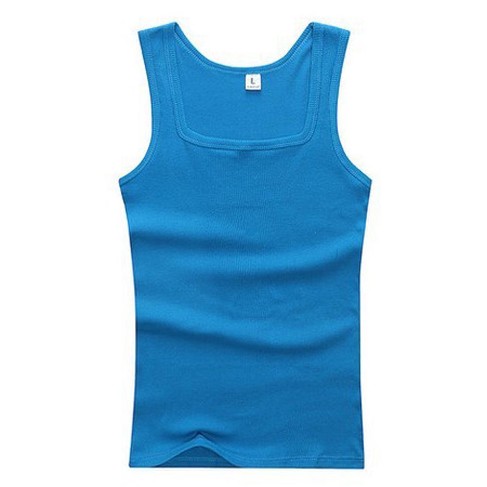 Männer Muskelwesten Baumwolle Unterwäsche Ärmelloses Tank Top Solide Muskelweste Unterhemden Quadratischer Kragen Gymclothing Bodybuilding Tank Tops XL blau