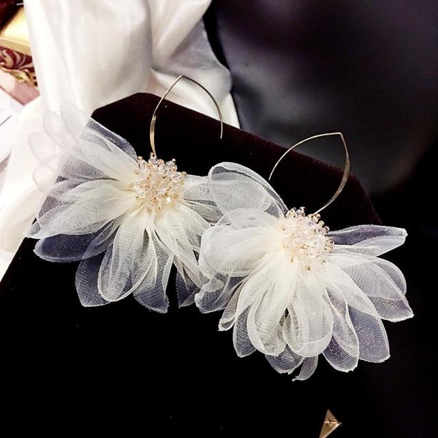 Böhmen Garn Pflanze Frauen Baumeln Ohrringe Blume Lange Ohrringe Für Frauen Tropfen Ohrringe Böhmische Ohrringe weiß