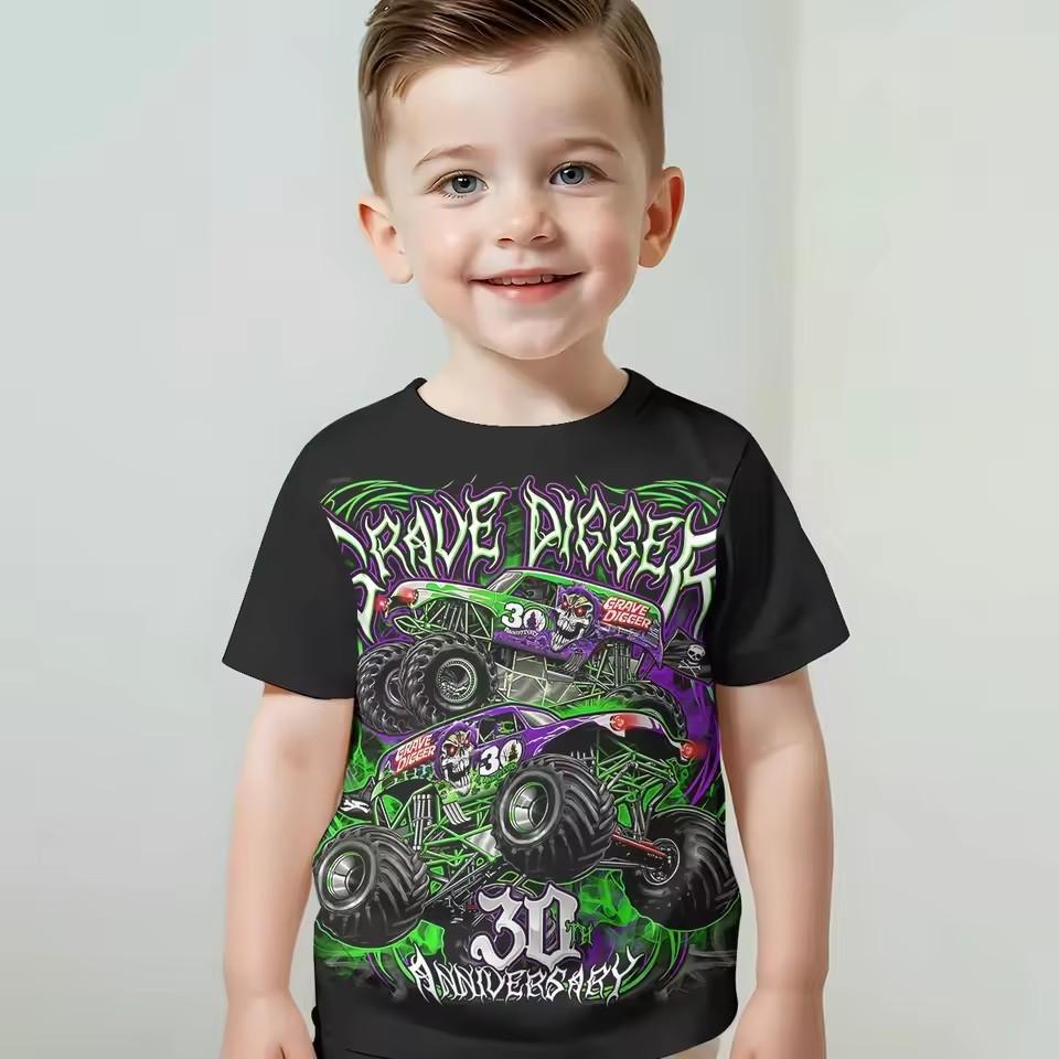 3D-Druck Cartoon Truck Monster Jam Babykleidung 5 bis 14 Jahre Männlich Outdoor-Kleidung Kinder Junge Mädchen Kind T-Shirt Top 110