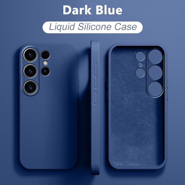 Flüssige Silikonhülle für Samsung Galaxy S20 S21 S22 S23 FE S24 Ultra Plus Note 10 20 Ultra S10 A54 Ganzkörper-Kamera-Schutzhülle, quadratische Abdeckung aus Silikon Samsung Note 10 blau