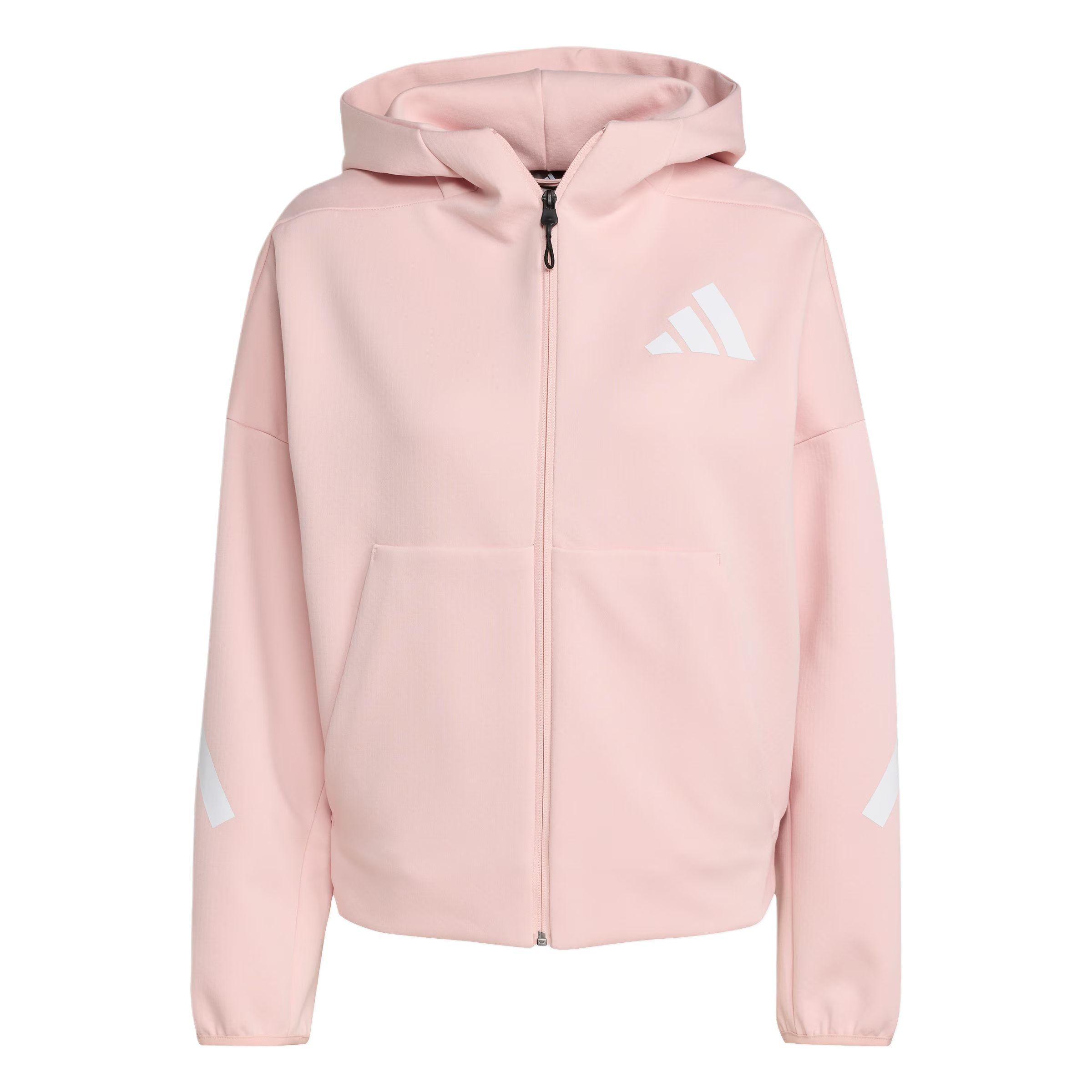 Adidas True Healing Series Locker geschnittene Kapuzenjacke mit Reißverschluss und langen Ärmeln für Damen Jacken KC7905 XL