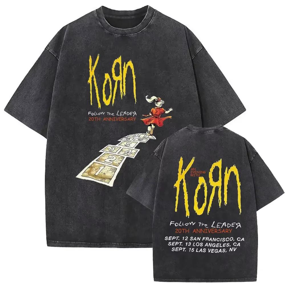 Gewaschenes Vintage Rockband Korn Issues Album Grafik T-Shirt Herren Damen Retro Alternative Metal T-Shirts Herren Oversized T-Shirts 2XL black