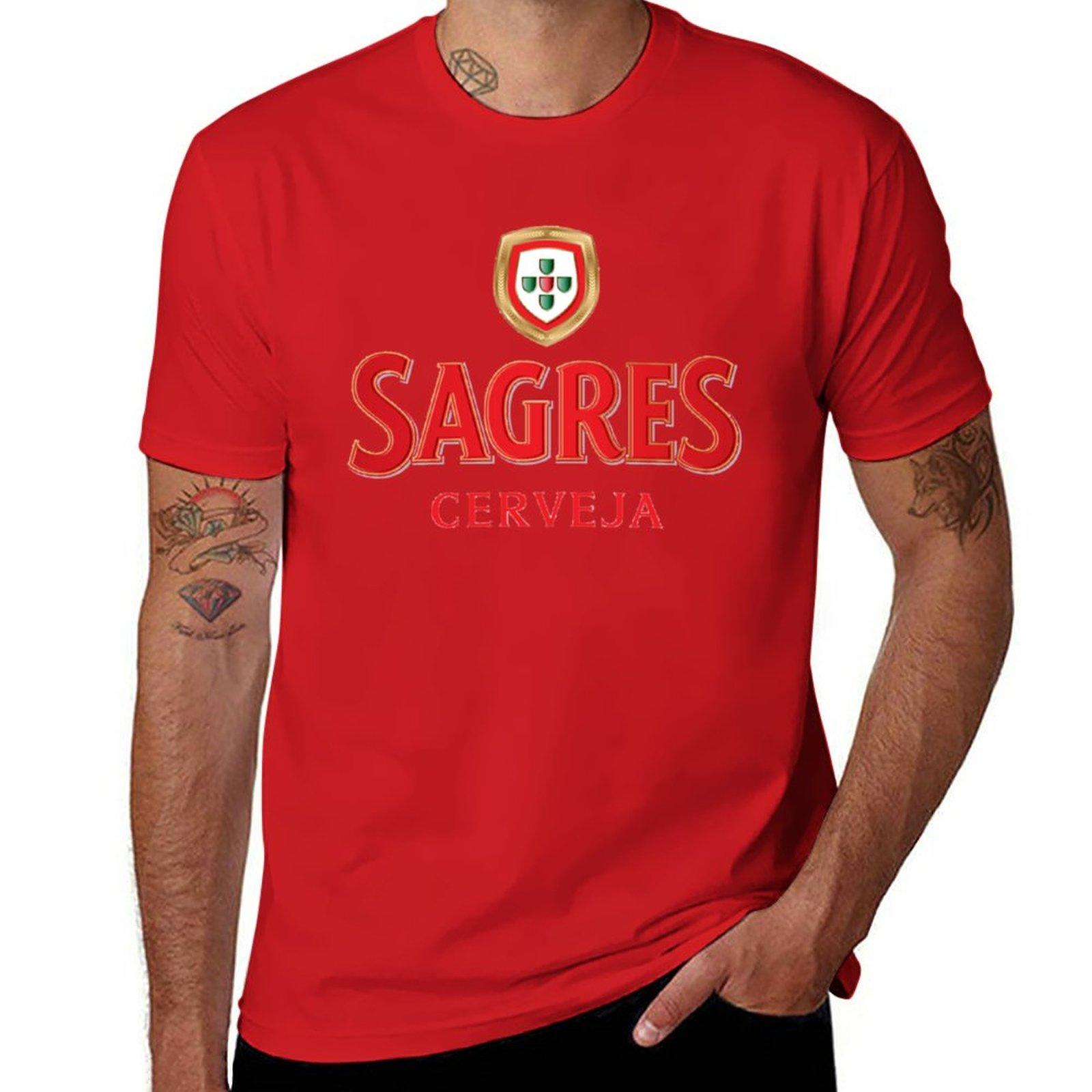 Neues Sagres Bier T-Shirt schwarzes T-Shirt schnelltrocknendes T-Shirt schwarze T-Shirts für Herren L brown