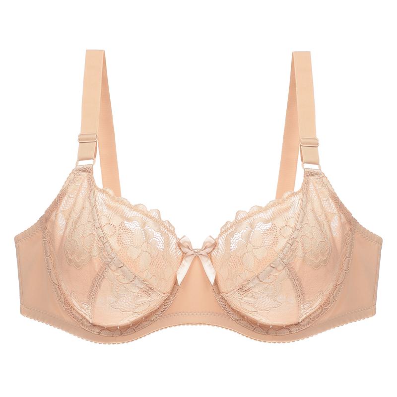 Sexy Ungefütterte Bhs für Frauen Dünne Spitze Unterwäsche Weiche Große Tasse Plus Größe Bh Volle Tasse Büstenhalter Mädchen Top 80E 85E 90E 95E 100E 105E 80E beige