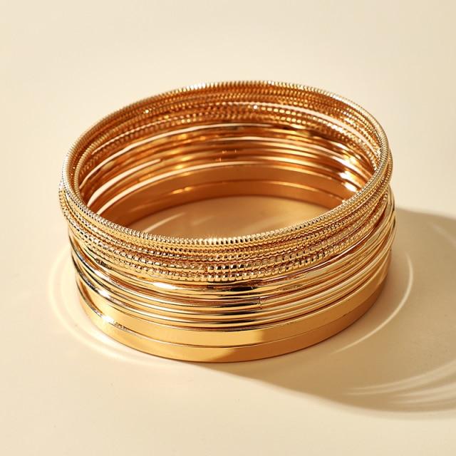 Tocona 14 teile/sätze Punk Gold Farbe Armbänder Für Frauen Trendy Legierung Metall Armreif Böhmischen Schmuck Zubehör Großhandel gold