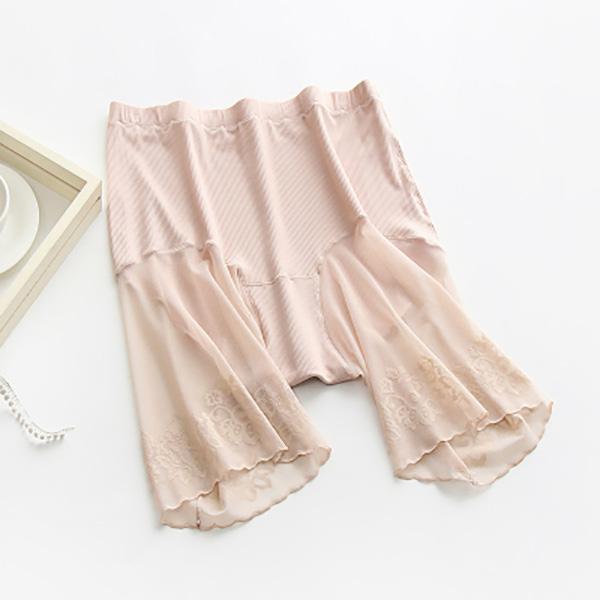Plus Größe Sicherheits Kurze Hosen Frauen Sommer Nahtlose Unter Rock Hosen Anti Chafing Boxer Weibliche Sexy Spitze Horts Frauen L beige