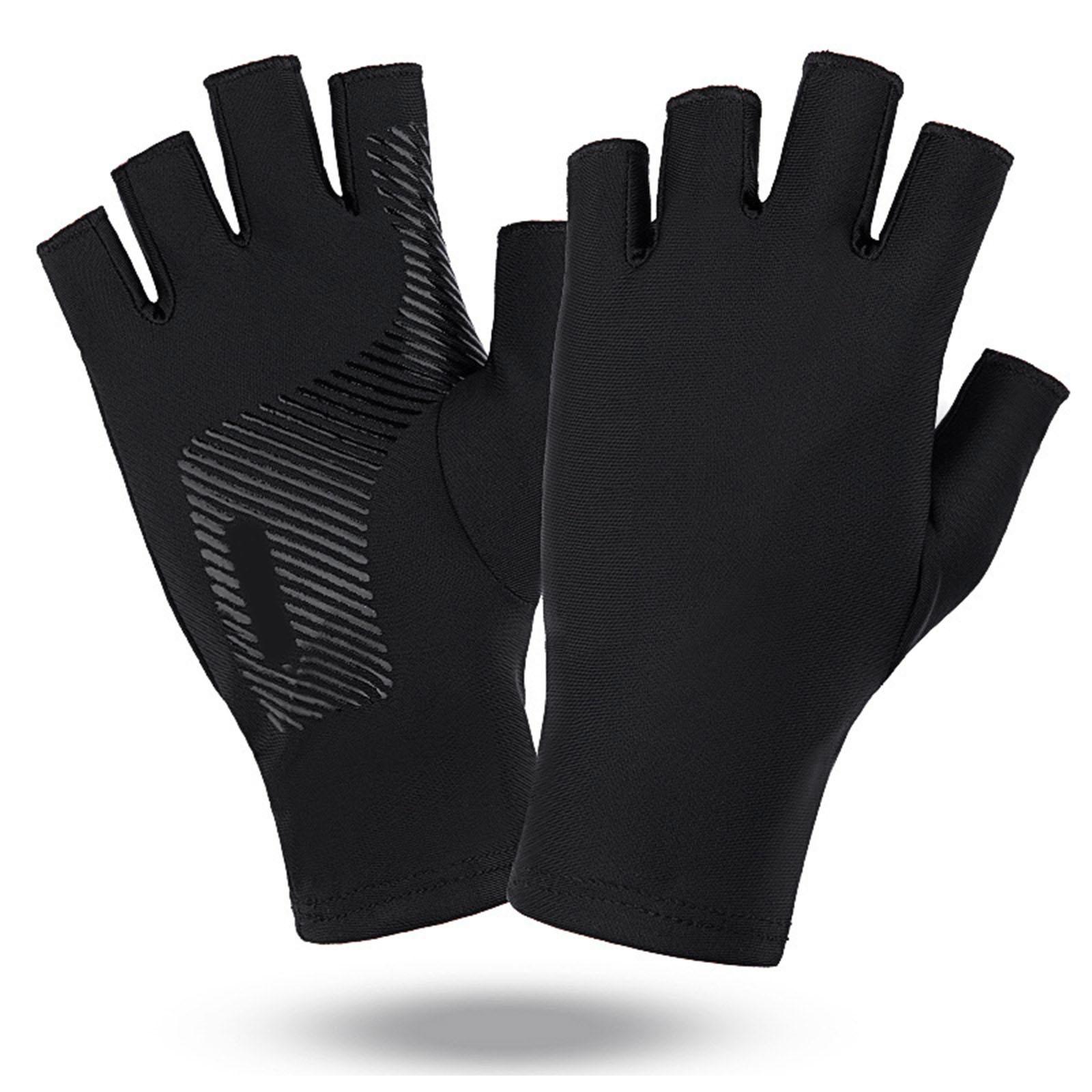 UV-Schutz-Fahrhandschuhe, fingerlose Handschuhe, rutschfeste Sommer-Outdoor-Handschuhe für Damen und Herren, 2 Finger geschnittene Handschuhe C