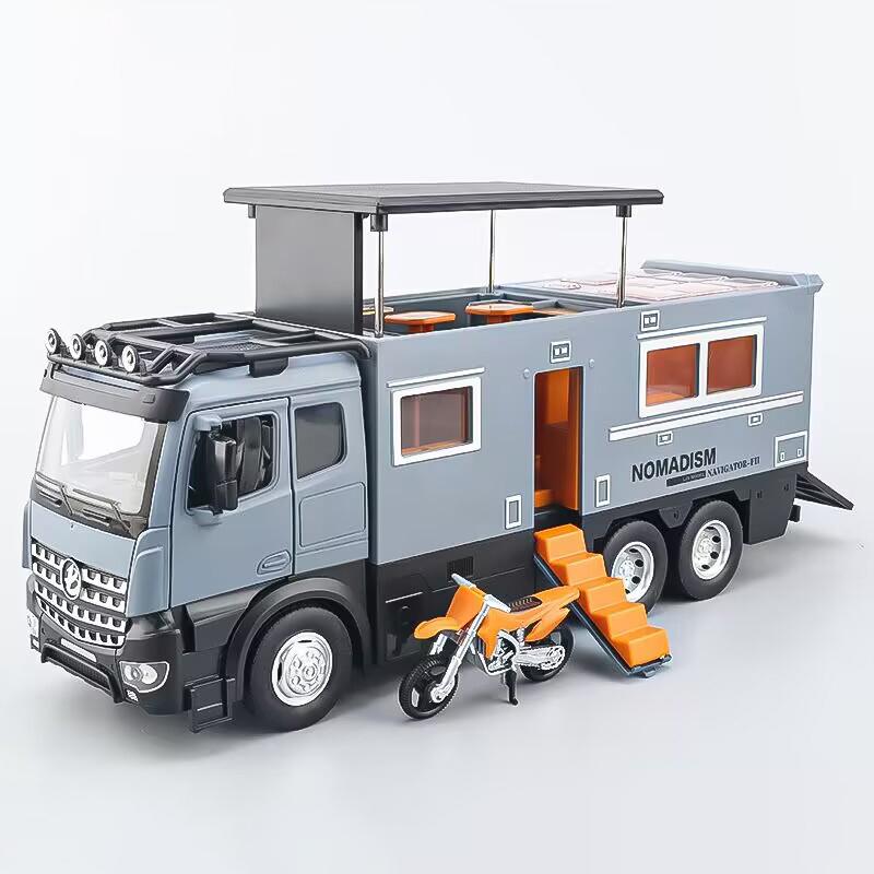 1:18 Benz Arocs Nomadism Navigator F Wohnmobil Legierung Druckguss Modellauto Zuhause Trendige Ornamente & Computer-Schreibtisch-Dekoration Geburtstagsspielzeug blau