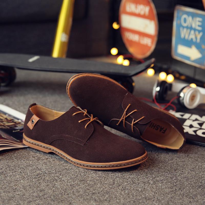 Frühling Wildleder Leder Männer Schuhe Oxford Casual Schuhe Klassische Turnschuhe Bequeme Schuhe Kleid Schuhe Große Größe Wohnungen 44 braun