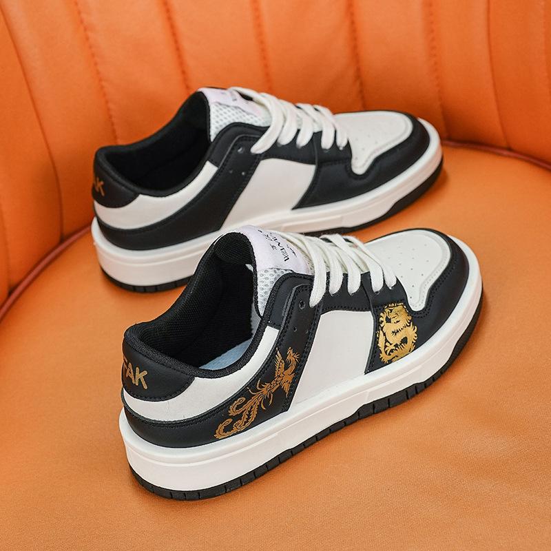 Kleine weiße Schuhe Lässige Board-Schuhe Damen Frühling und Sommer Neue Drachen- und Phönix-Schuhe Sportliche Trendschuhe Ins Student Lässige Schuhe 40 white