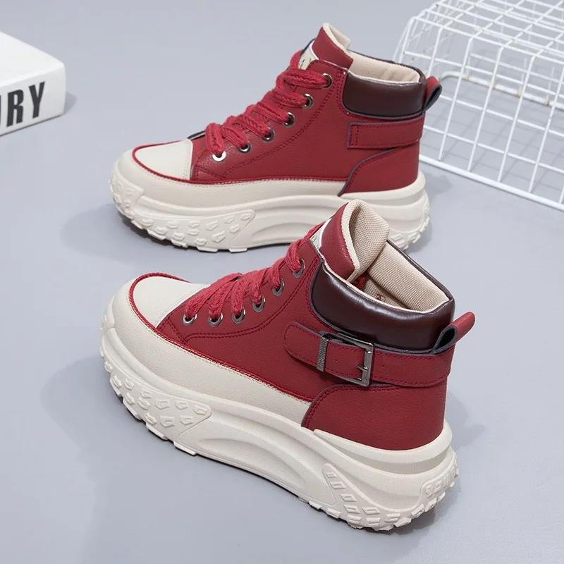 High-top schuhe frauen Turnschuhe frühjahr neue frauen schuhe herbst dicken sohlen weiße schuhe frau casual sneaker zapatillas de mujer 39 rot
