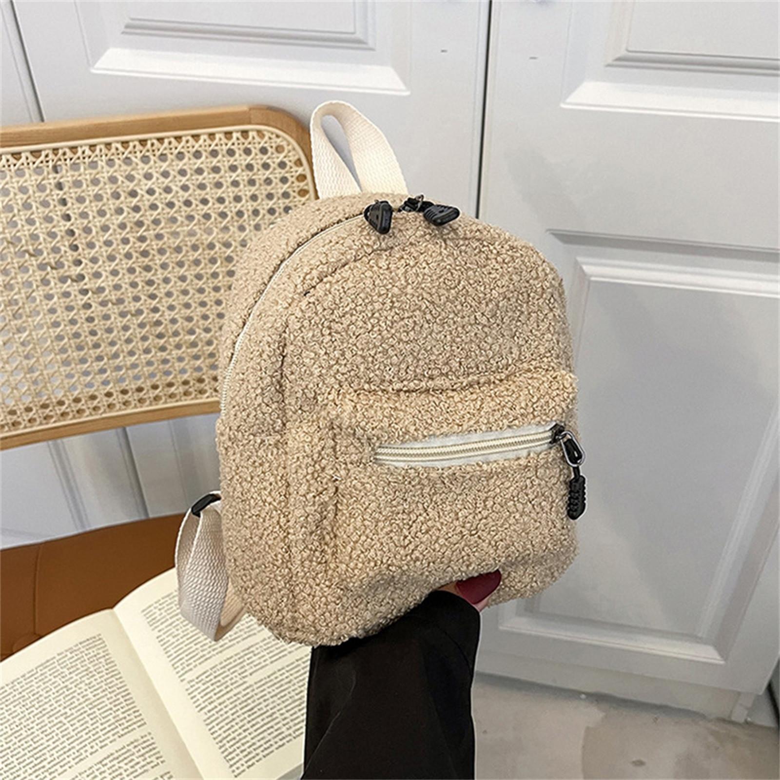 Damen Rucksäcke PlushBag Solide Kleine Schultertasche Rucksack Schultaschen Für Mädchen Teen Knapsack One Size khaki