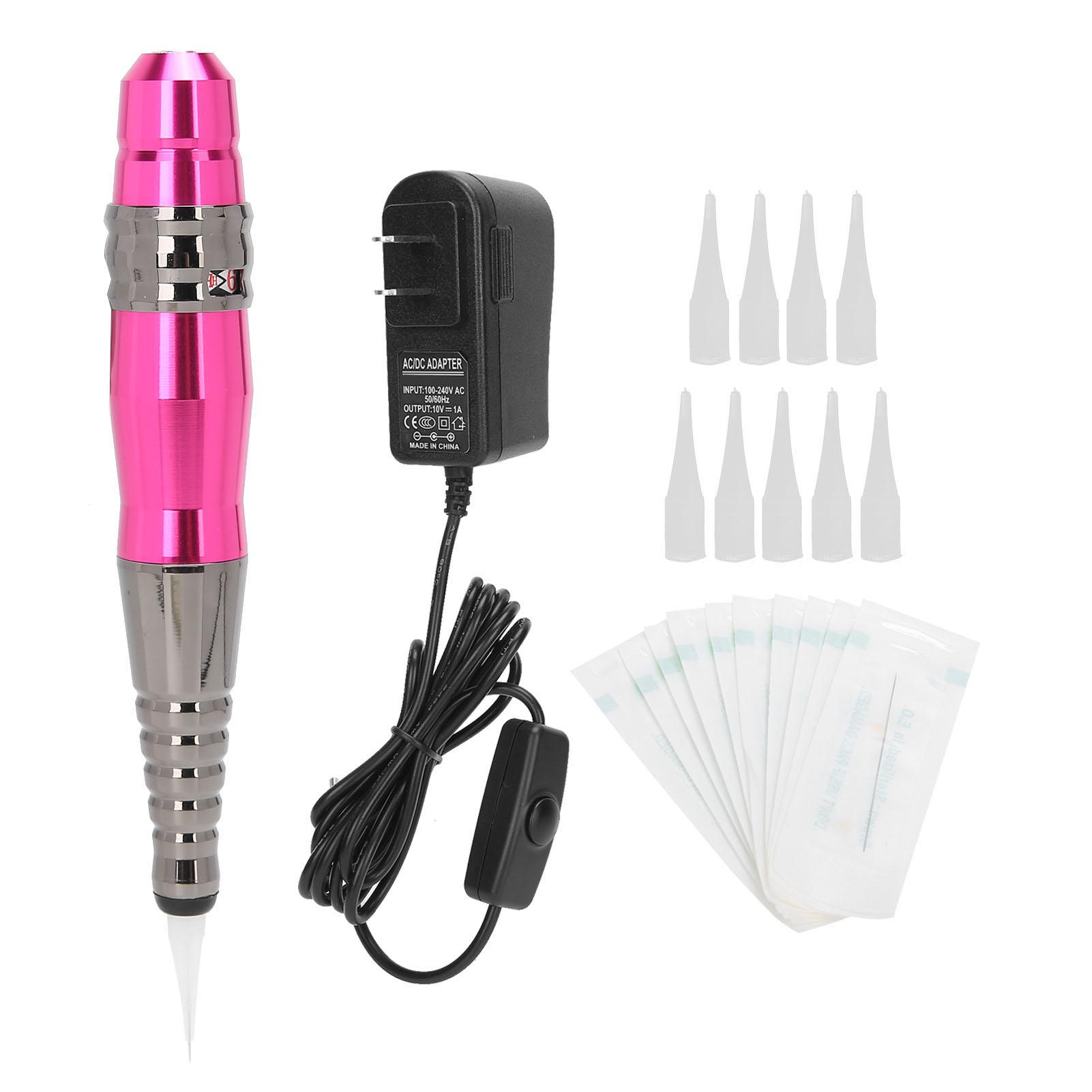 Semi Permanent Microblading Maschine Stift Augenbrauen Lip Tattoo Maschine Nadel Kappe Set  (Rose Rot ) US Plug rose rot