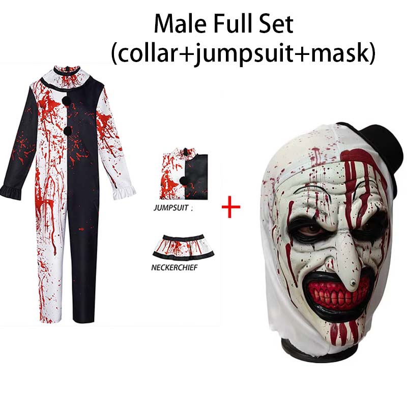 Herren Halloween Kostüme Art The Clown Cosplay Kostüm Film Terrifierr 2 Blutiger Overall Herren Overall Horror Outfits XXXL
