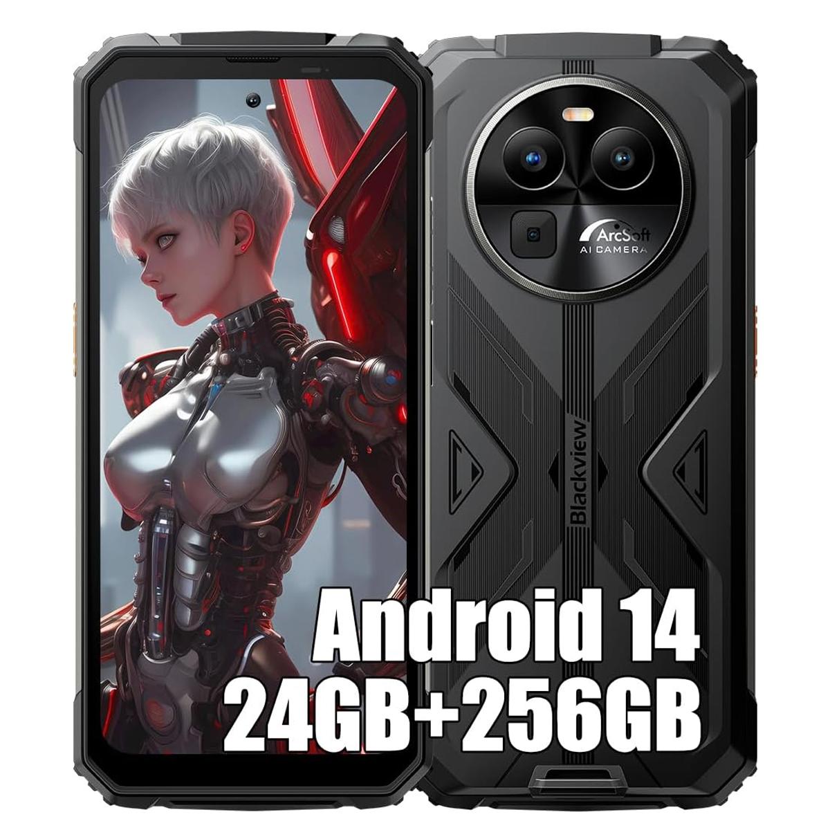 Generalüberholtes Blackview BV8100 Smartphone 24GB RAM 256GB ROM MediaTek Helio G99 50MP Mobiltelefon 24GB+256GB schwarz