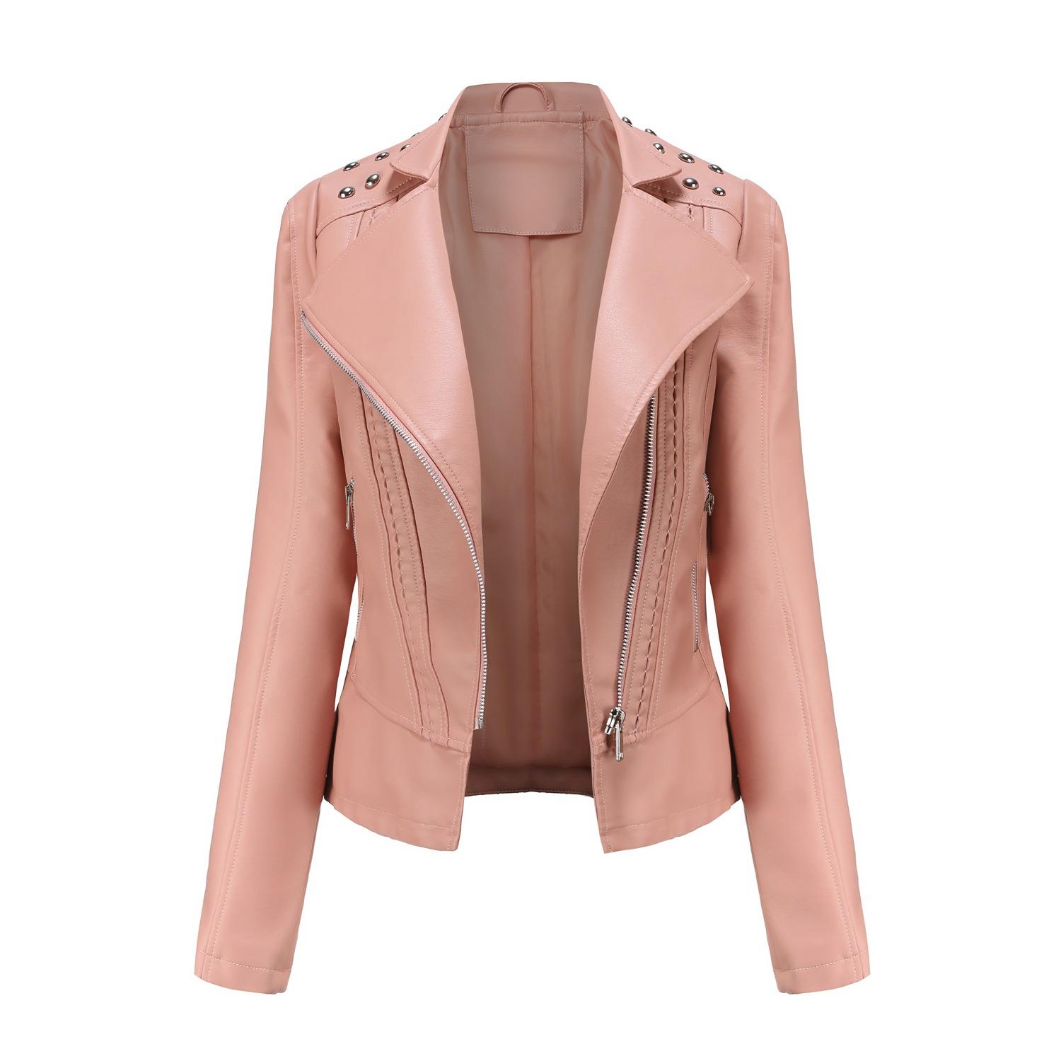 Damen-Lederjacken, Damen-Slim-Fit-Jacken, Damen-Motorradbekleidung M rosa