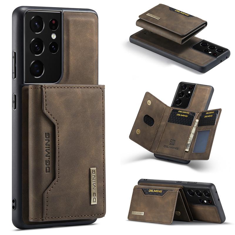 Magnetische Flip Lederhülle für Samsung Galaxy S25 Ultra S24 FE S23 Plus S22 S21 S20 Note 20 A17 A16 A26 A36 A56 A15 A35 A55 A54 Brieftasche Karten Rückseite Samsung Note 20 Ultra kaffeebraun