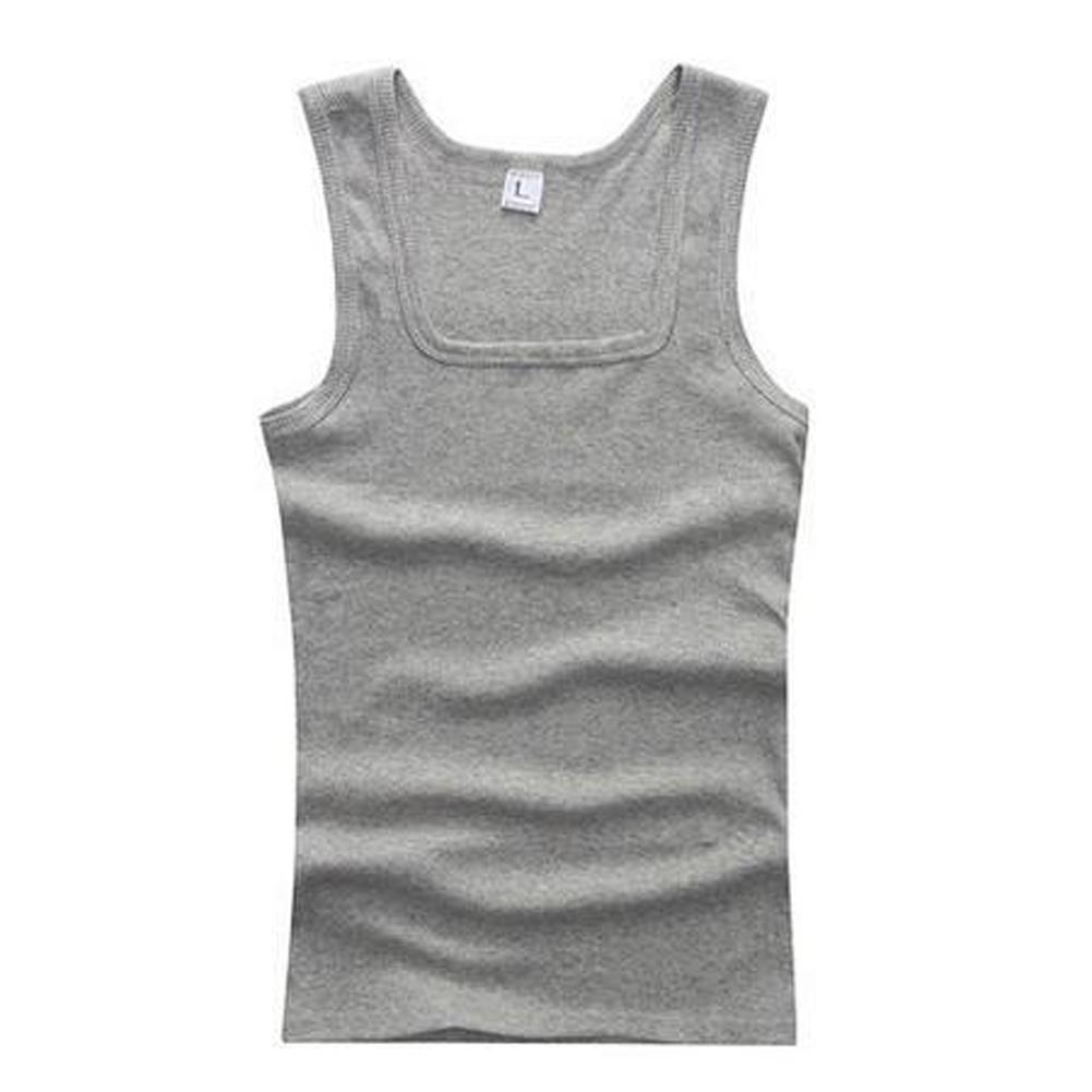 Männer Muskelwesten Baumwolle Unterwäsche Ärmelloses Tank Top Solide Muskelweste Unterhemden Quadratischer Kragen Gymclothing Bodybuilding Tank Tops M graue