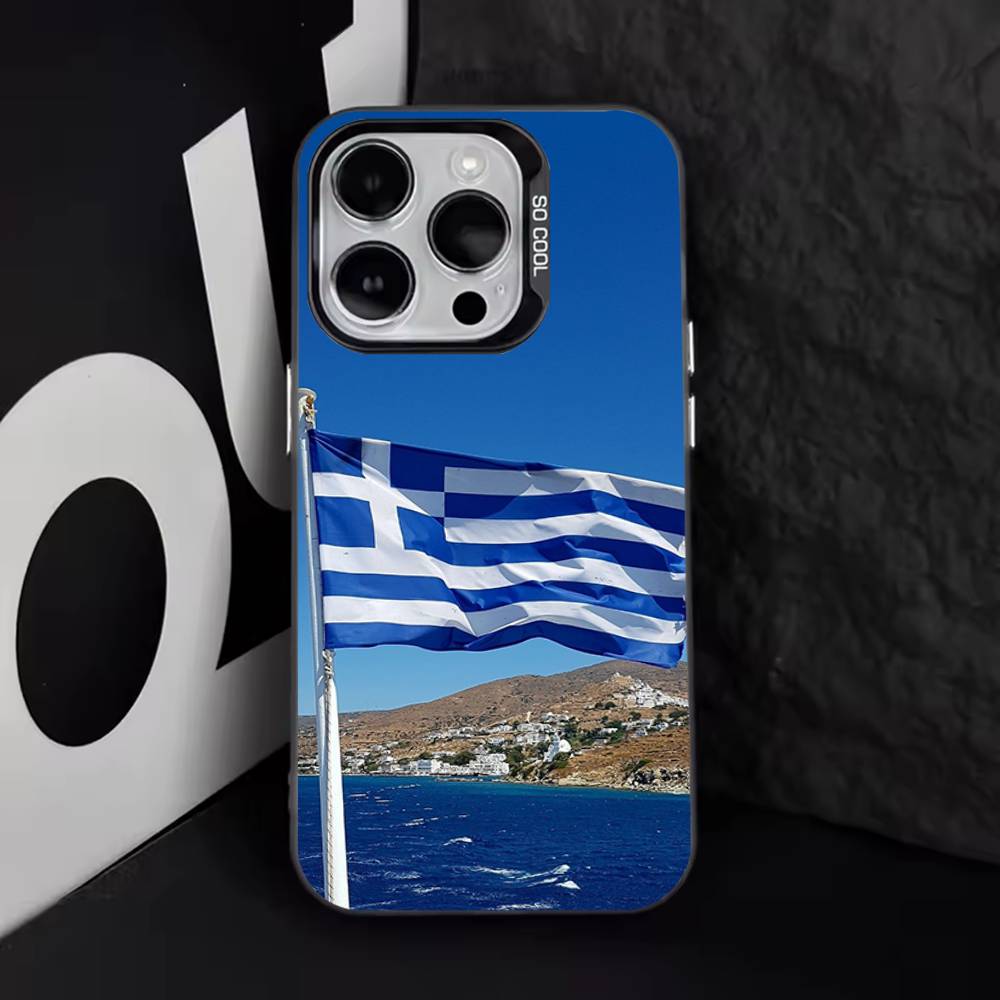 Griechische Griechenland Flagge Karte Handyhülle Für iPhone 11,12,13,14,15,16,17,Pro,Max,Plus,E,Air,Mini IMD Mattschwarz iPhone11