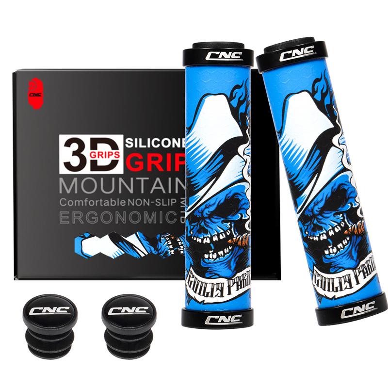CNC Mountainbike Griffe Silikon MTB Griffe Gel Fahrrad Lenkergriff Lock-On Fahrradzubehör Passend für Flat Riser Lenker himmelblaue