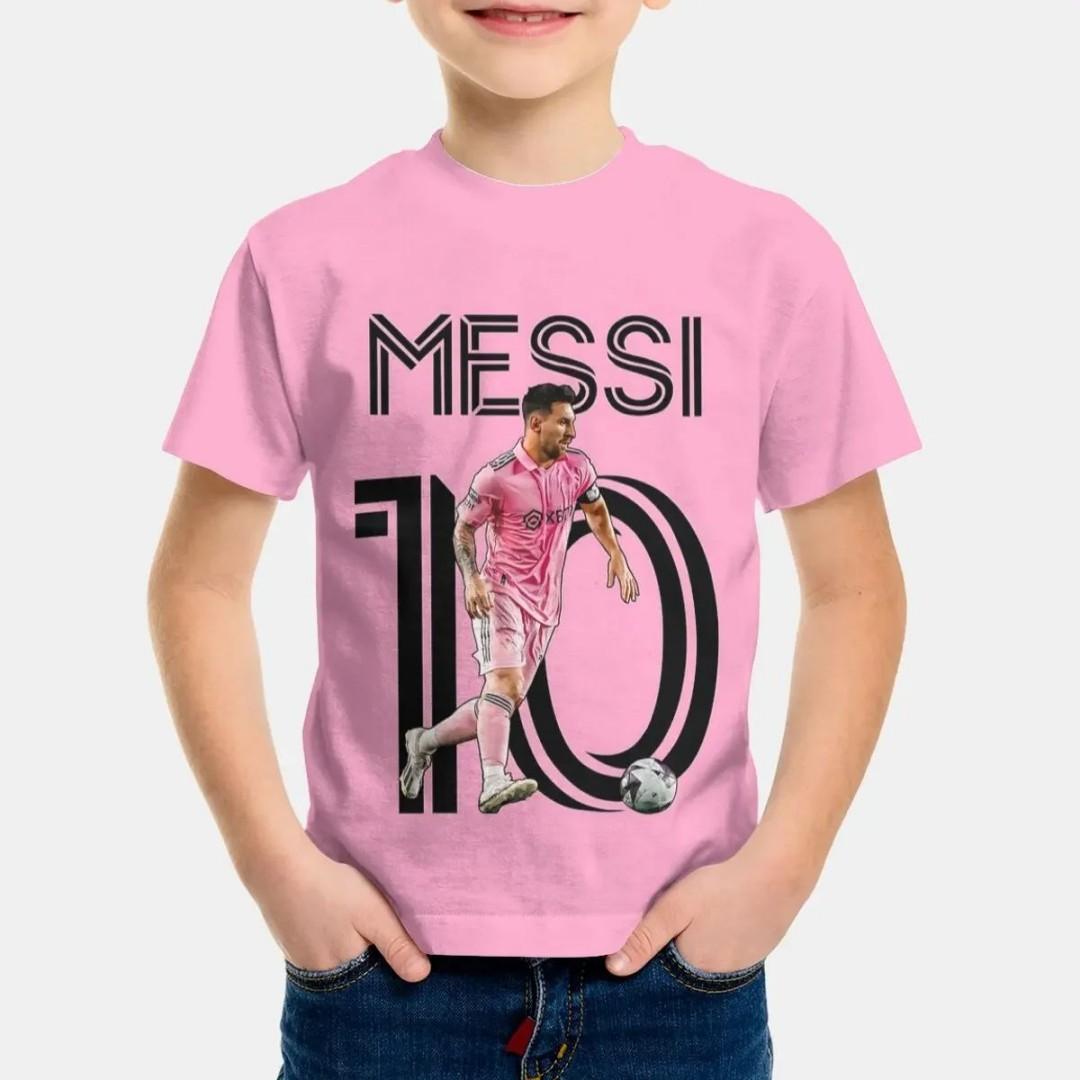Sommer Neu Fußballstar Nr. 10 Bedruckte Kinderkleidung Herrenkleidung Messi Kinder Jungen und Mädchen Kinder T-Shirt 160 pink