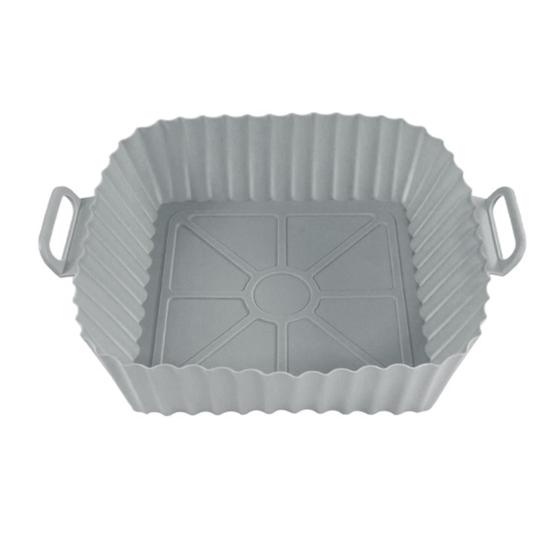 Air Fryer Einlagen Silikon Backblech Wiederverwendbarer Airfryer Korb Air Fryer Kochmatte Antihaft Pizzaform Backofen Küchenzubehör grau