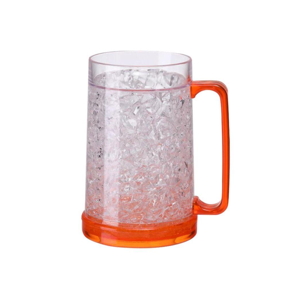Doppelwandiger Gefrierschrank Eis Bierkrug Gel Bierbecher Trinkgläser Kühlung Weinbecher Party orange