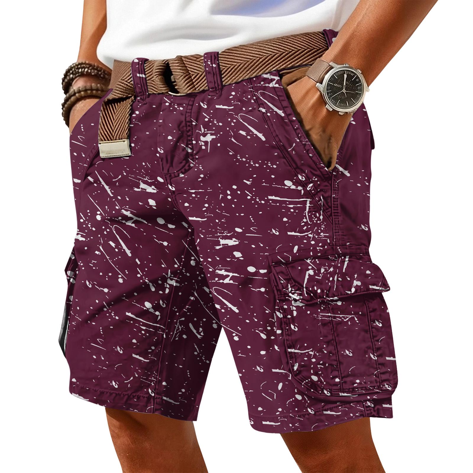 Herren Shorts Cargohosen für Herren UK mit Utility-Taschen Geeignet für Arbeitsshorts Herren und Outdoor-Aktivitäten Shorts für Herren UK XL weinrot