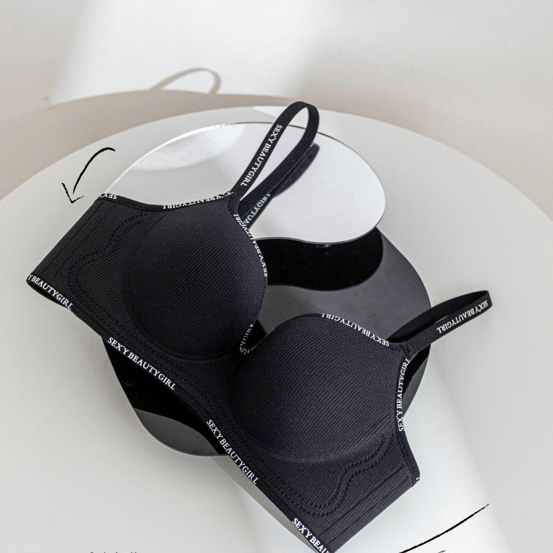 Frauen Push-Up-BHs Sexy Backless Unterwäsche Weibliche Mode Sling BHs Verstellbarer Riemen Dessous Mädchen Büste BHs 32/70AB schwarz