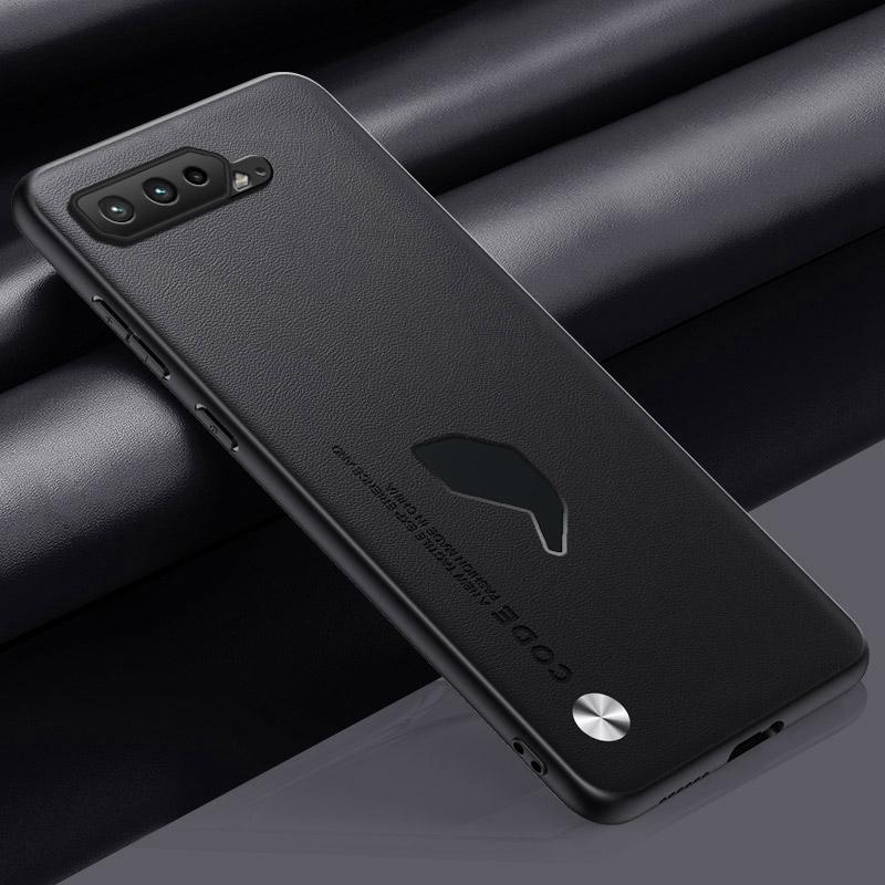 Luxus PU Lederhülle für Asus ROG Phone 5 S 5S Rückseite Matte Silikon Vollschutz Handyhülle für Asus ROG Phone5 S 5G For ROG Phone 5 schwarz