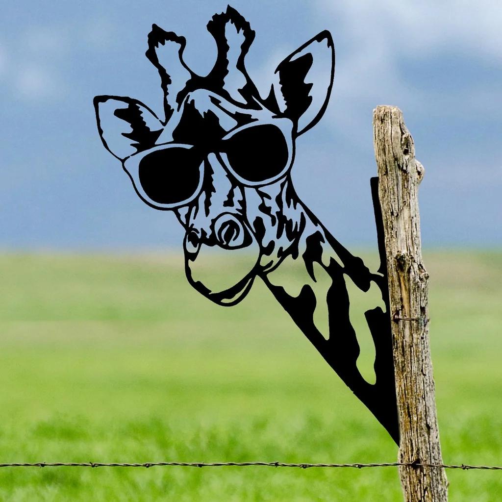 Giraffenform, Eisen-Silhouette, Gartenzaun-Ornament für den Außenbereich, Bauernhof, Kunsthandwerk, Dekor für Gartenparty-Dekor schwarz