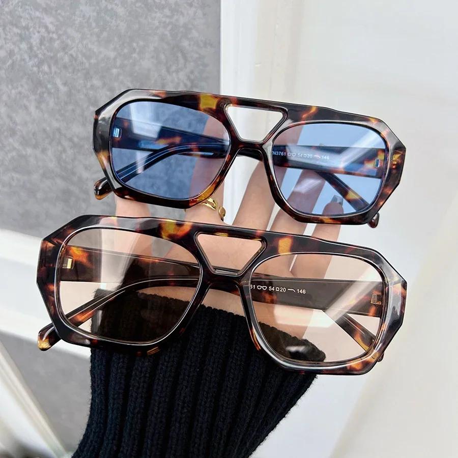 2 Stück Bunte Quadratische Designer-Sonnenbrillen Damen Herren Leoparden-Rahmen Coole Sonnenbrillen Weiblich Männlich Mode Oculos Other