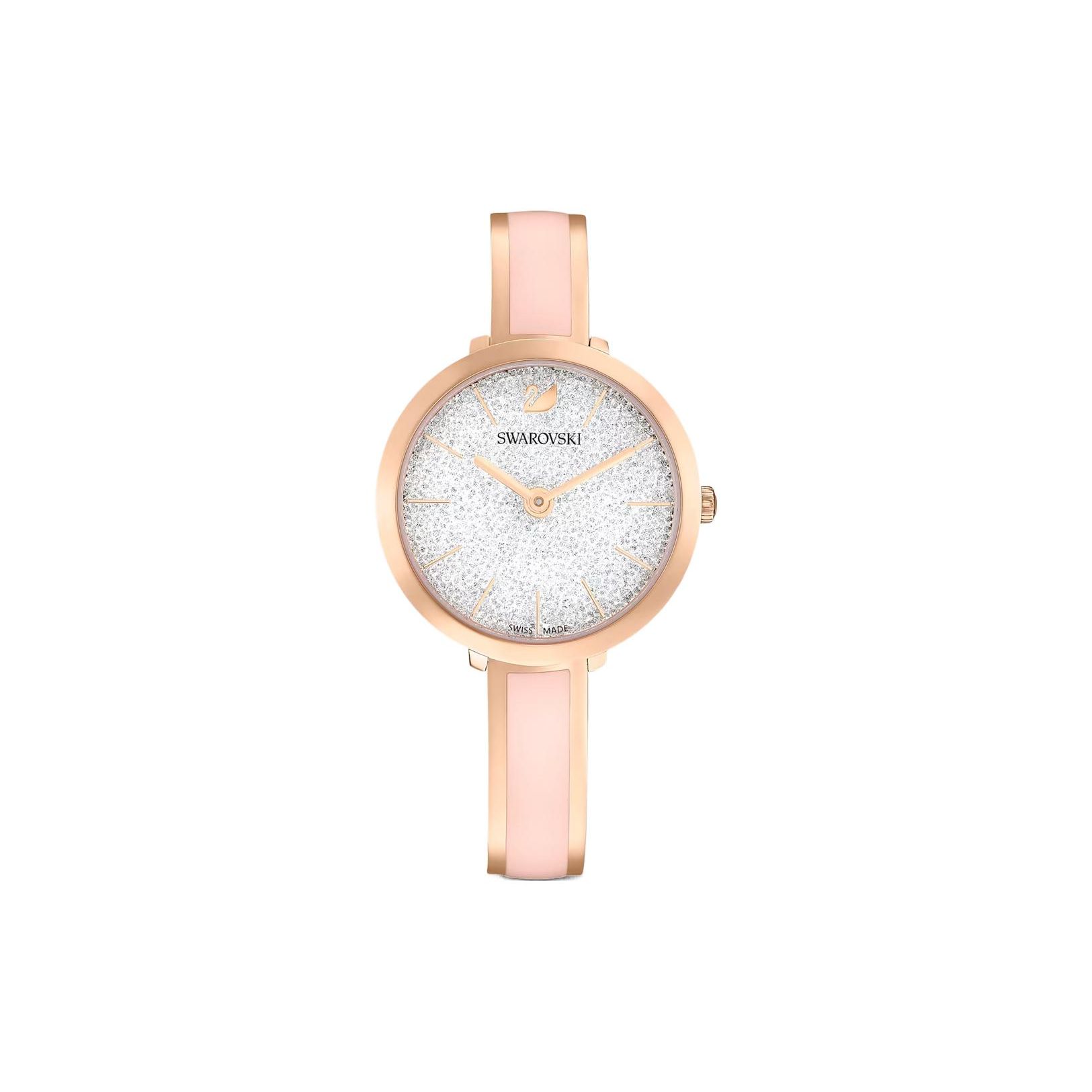 Swarovski Classic Swan Uhr Quarzwerk Edelstahlarmband Weißes Zifferblatt Damenuhren Silber 5642221 Pink Strap white