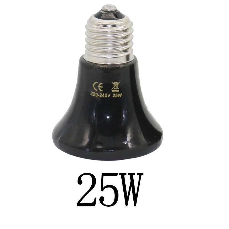 Haustier-Heizlicht, E27, 25 W ~ 100 W, kleine konische Keramik-Emitter-Wärmelampe, schwarz, für Reptilien, Haustier-Grüblerlampe, 1 Stück 25W