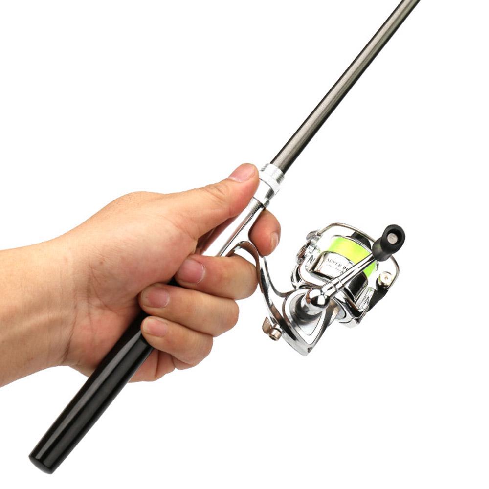 1M/1,4M Tasche Zusammenklappbare Angelrute Reel Combo Mini Stift Angelrute Kit Teleskop Angeln 1M schwarz