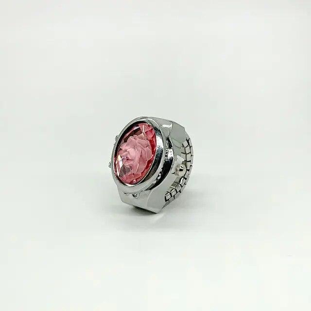 Vintage Taschenuhr Uhr Fingerringe elastisches dehnbares Armband Mini Quarzuhren Ring für Frauen Männer Punk anillos rosa