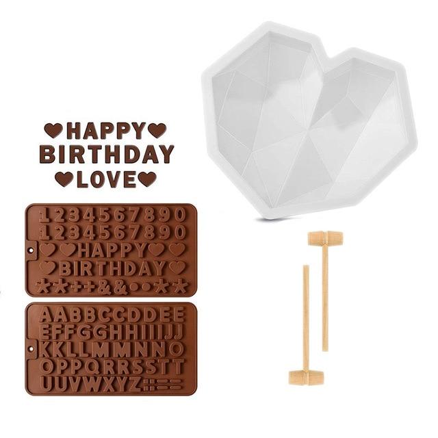 Herzformen für Schokolade, große Silikon-Kuchenform, Silikon-Buchstabenform für Valentinstag-Überraschung, Süßigkeiten-Mousse white