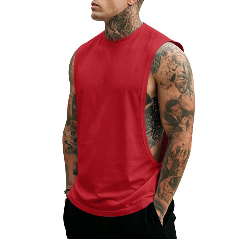 Herren Gym Kleidung Sommer Fitness Baumwolle Tanktop Herren Jogging Bodybuilding Ärmelloses T-Shirt Atmungsaktiv Rundhals Lässig Muskelweste 3XL rot