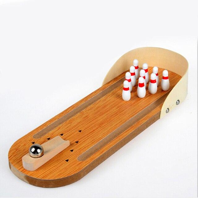1 PC Holz Mini Desktop Bowling Spiel Spielzeug Set Spaß Indoor Eltern-kind-Interaktive Tisch Spiel Bowling Entwicklungs Spielzeug