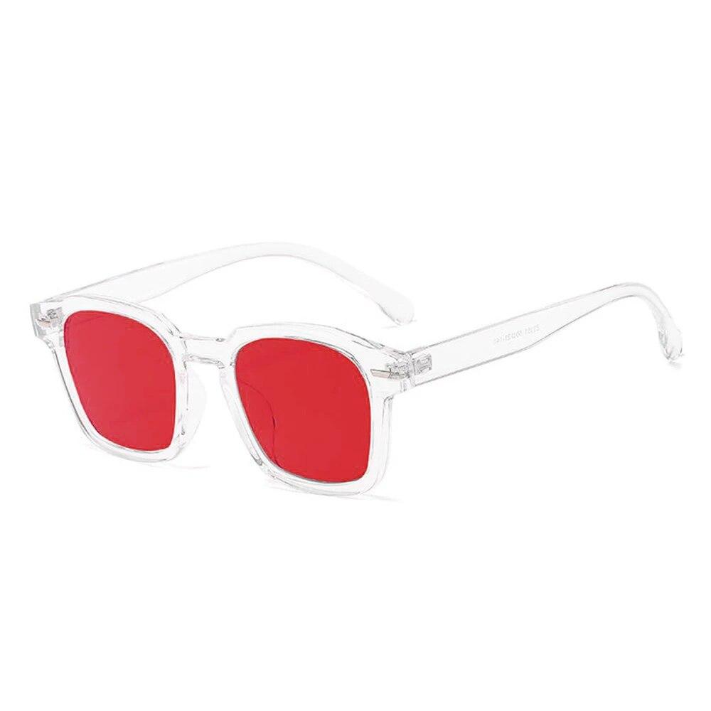 Retro Quadratische transparente Sonnenbrille mit schwarzem Rahmen für Damen und Herren, bunte Gläser, coole Sonnenbrille, vielseitige Retro-Schutzbrille