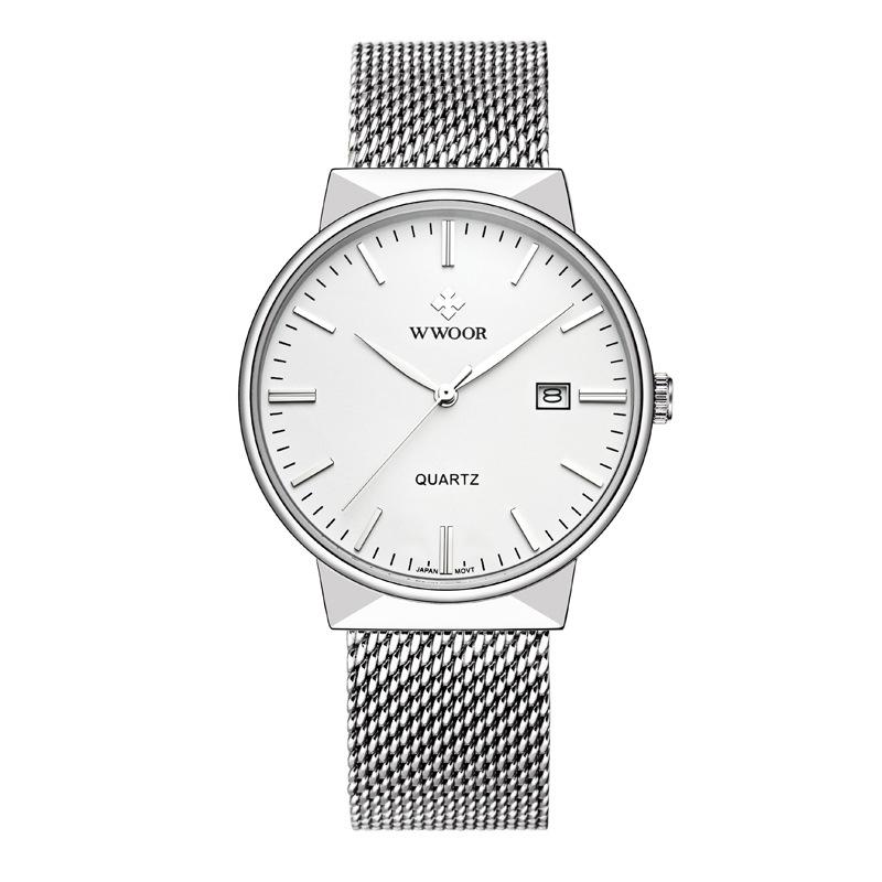 WWOOR Herrenuhren Wasserdichte Armbanduhr Business Herren Quarzuhr Datum Sport Luxus Golduhren für Herren weiß