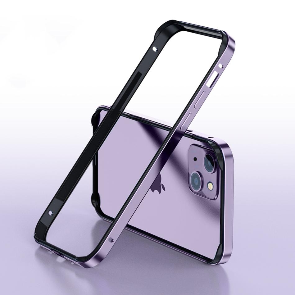 Hybrid Silikon Rahmen Aluminium Metall für iPhone 14 13 12 11 Pro Max Hülle lila Bumper für iPhone 13 Mini X Xr Xs 7 8 6 s Plus For iPhone 13 Pro violett