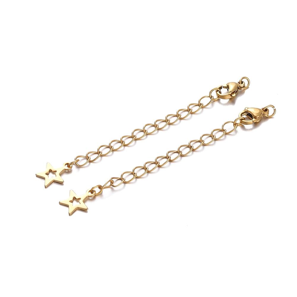 10 Stück Edelstahl-Verlängerungsketten mit Karabinerverschlüssen, Verbindungsglied, Halskette, Schwanz, Herstellung von DIY-Armbändern, Zubehör, Zubehör