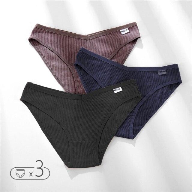 FINETOO Damenhöschen Baumwolle Unterwäsche M-4XL Sexy V-Taille Slips Mädchen Low-Rise Soft Panty Frauen Unterhosen Weibliche Dessous Neu XL