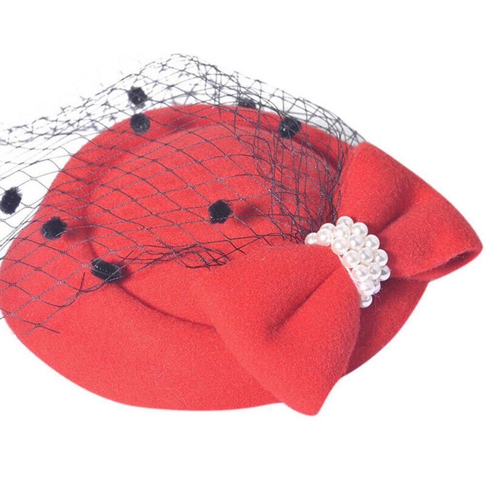 Cocktailparty Schleifen Schleier Damen Vintage Hut Braut Kopfschmuck Fascinator Haar Pillbox Hut