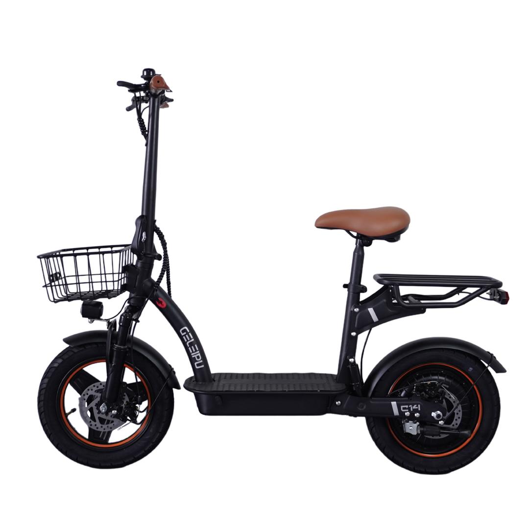 GELEIPU C14 Multifunktionaler Elektroroller mit Frontkorb 48V17.5Ah Batterie 500W Motor 14 Zoll Reifen Bequemes Pendeln Faltbarer E-Scooter