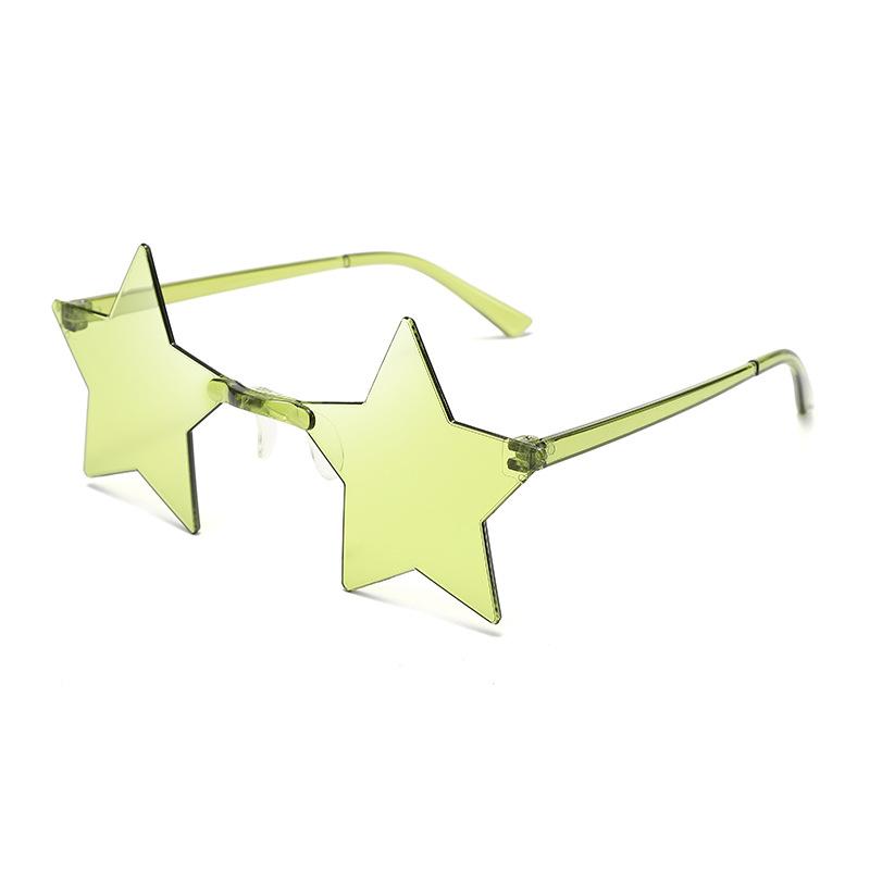 Neue kreative Stern Brille Candy Farbe Männer Unisex Frauen randlose Schattierungen Persönlichkeit Party Mode Brille Sonnenbrille gut gemacht Grass Green
