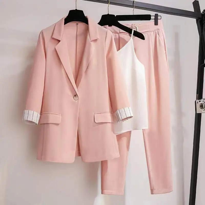 Frühling und Herbst Casual Anzug Dreiteiliger Anzug für kleine Leute zum Tragen eines Anzugs S rosa