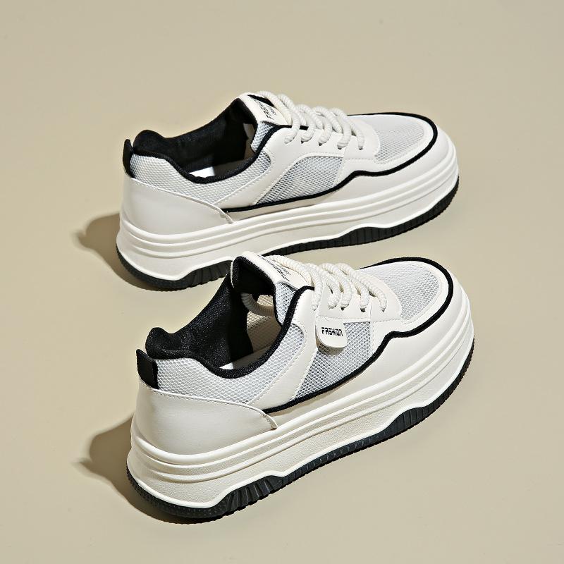Lässige Sneaker mit dicker Sohle Damen Sommer Neu Atmungsaktiver Sneaker Mode Mesh Papa Schuhe Studenten Sneaker Sneaker 40 schwarz
